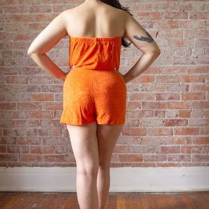 Vintage Pants - SALE 1970s VINTAGE TERRY CLOTH ORANGE ROMPER Vintage Pants - SALE 1970s VINTAGE TERRY CLOTH ORANGE ROMPER